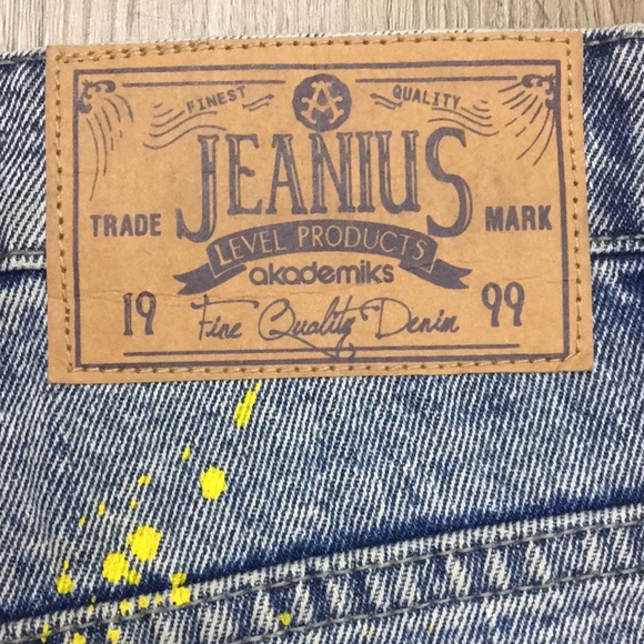 Men’s Jeanius Akademiks Paint Splatter Distressed Denim Jeans (Size: 30x30) - Picture 7 of 13